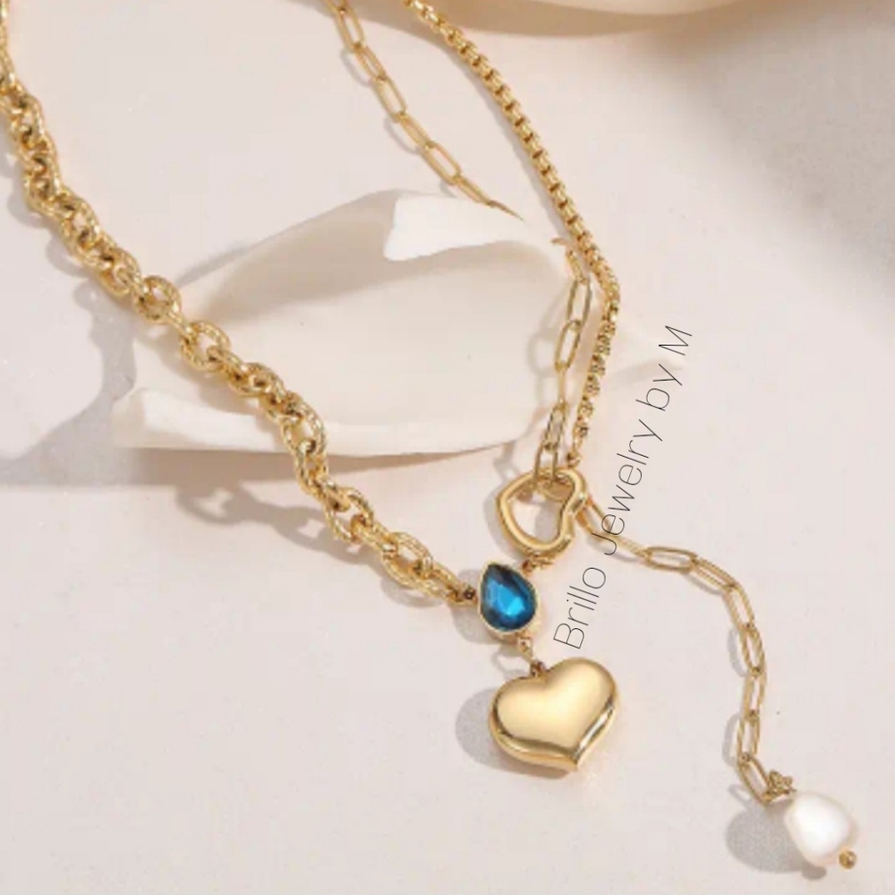 New Blue Gem Multilayer Necklace
